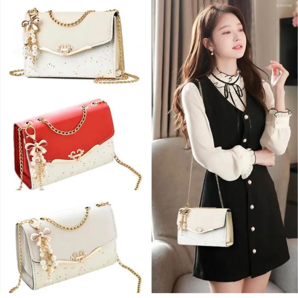Luxury Pearl Charm Crossbody Handbag