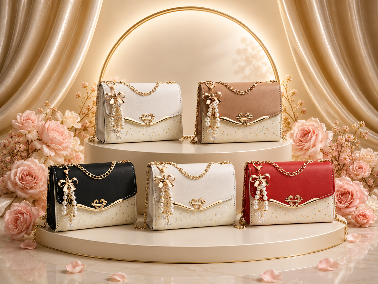 Luxury Pearl Charm Crossbody Handbag